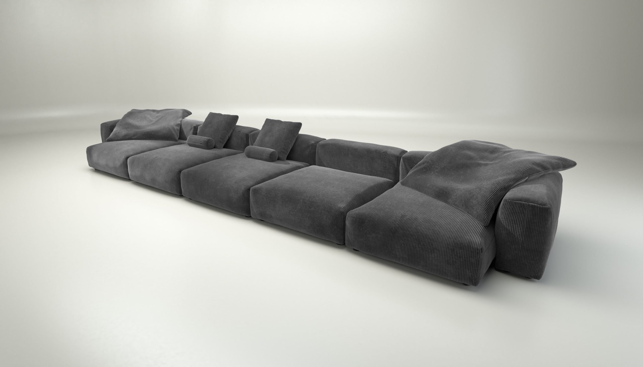 vetsak | Sofa Set 06 - cord velour - dark grey | Modular Sofa | 6.5 Seater | Big Sofa | U-Shape | Corner Sofa