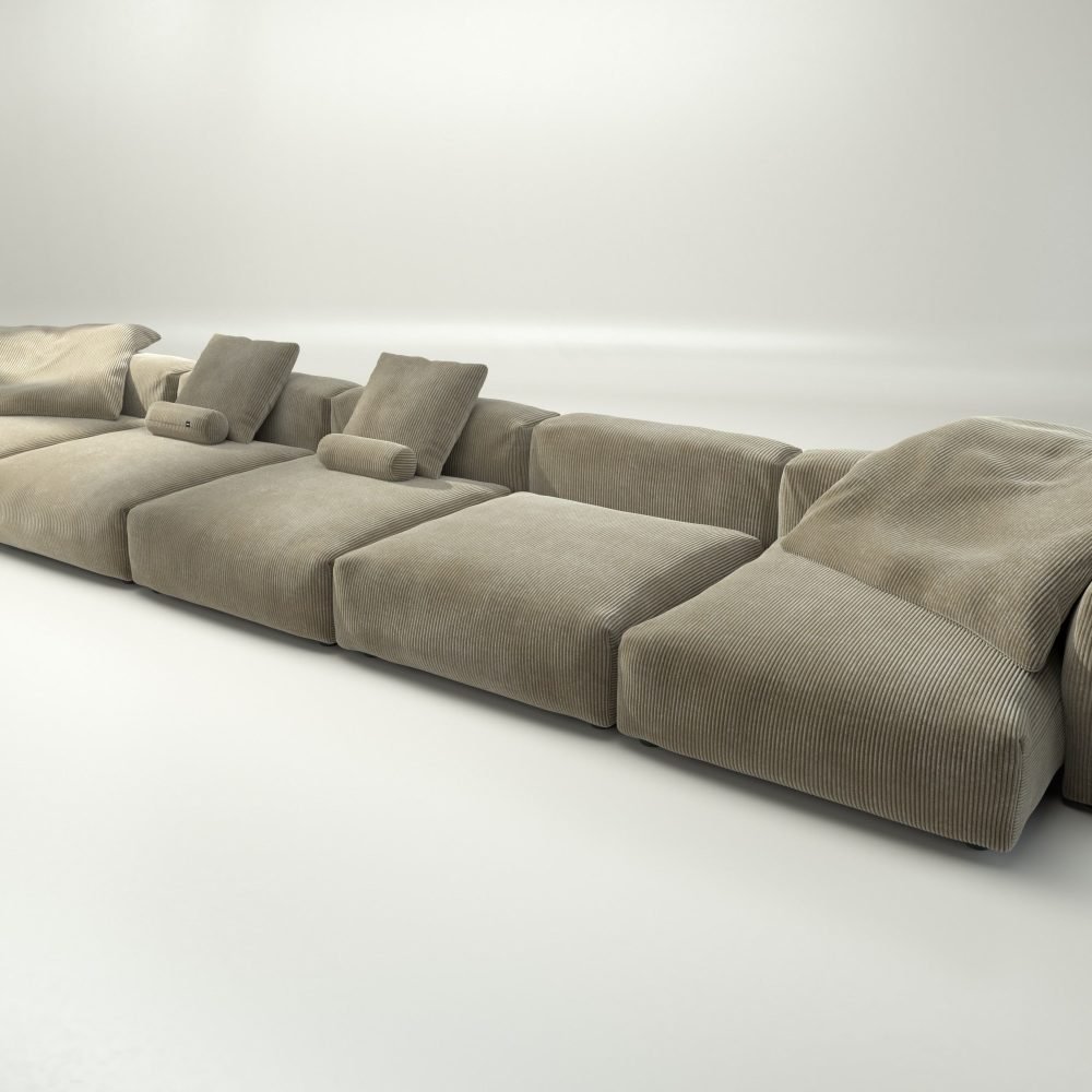 vetsak | Sofa Set 06 - cord velour - khaki | Modular Sofa | 6.5 Seater | Big Sofa | U-Shape | Corner Sofa