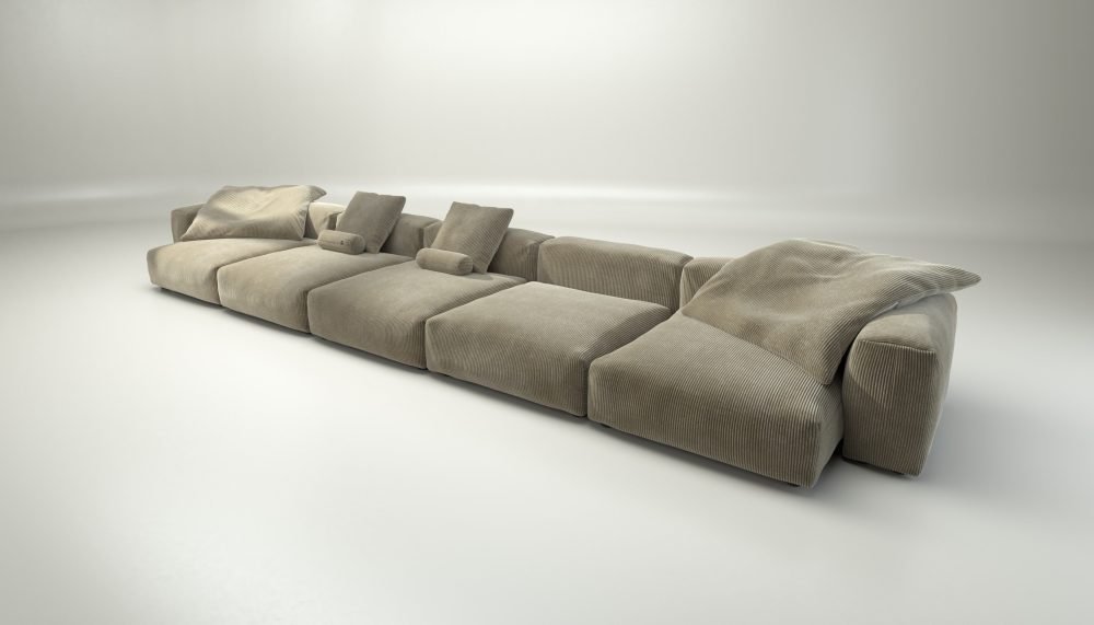 vetsak | Sofa Set 06 - cord velour - khaki | Modular Sofa | 6.5 Seater | Big Sofa | U-Shape | Corner Sofa
