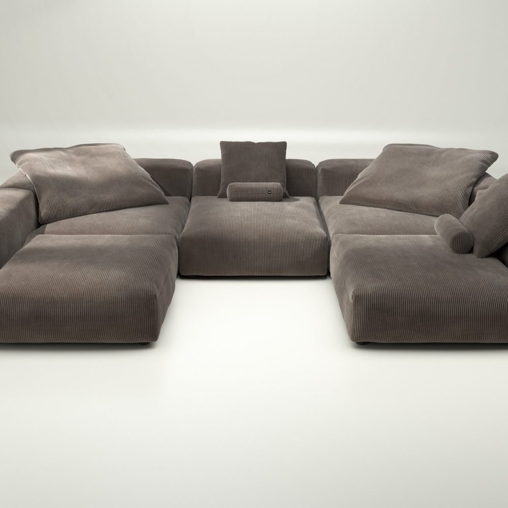 vetsak | Sofa Set 06 - cord velour - mocha | Modular Sofa | 6.5 Seater | Big Sofa | U-Shape | Corner Sofa