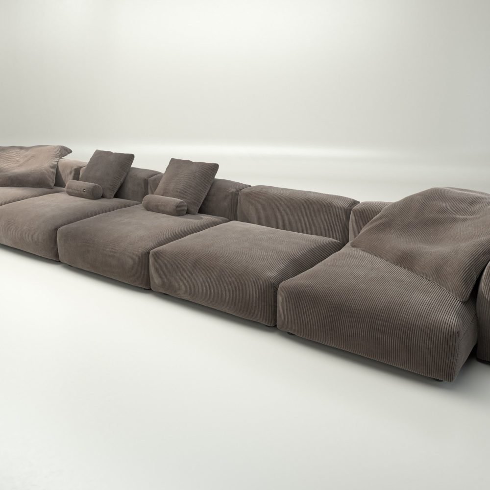 vetsak | Sofa Set 06 - cord velour - mocha | Modular Sofa | 6.5 Seater | Big Sofa | U-Shape | Corner Sofa