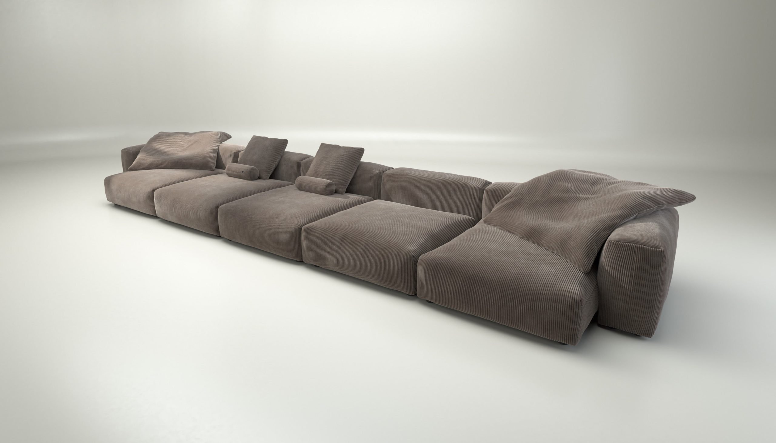 vetsak | Sofa Set 06 - cord velour - mocha | Modular Sofa | 6.5 Seater | Big Sofa | U-Shape | Corner Sofa