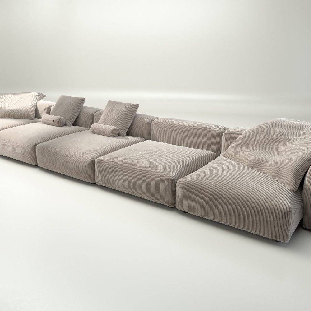 vetsak | Sofa Set 06 - cord velour - platinum | Modular Sofa | 6.5 Seater | Big Sofa | U-Shape | Corner Sofa