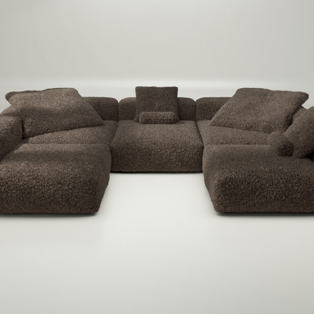 vetsak | Sofa Set 06 - doodle - cacao | Modular Sofa | 6.5 Seater | Big Sofa | U-Shape | Corner Sofa
