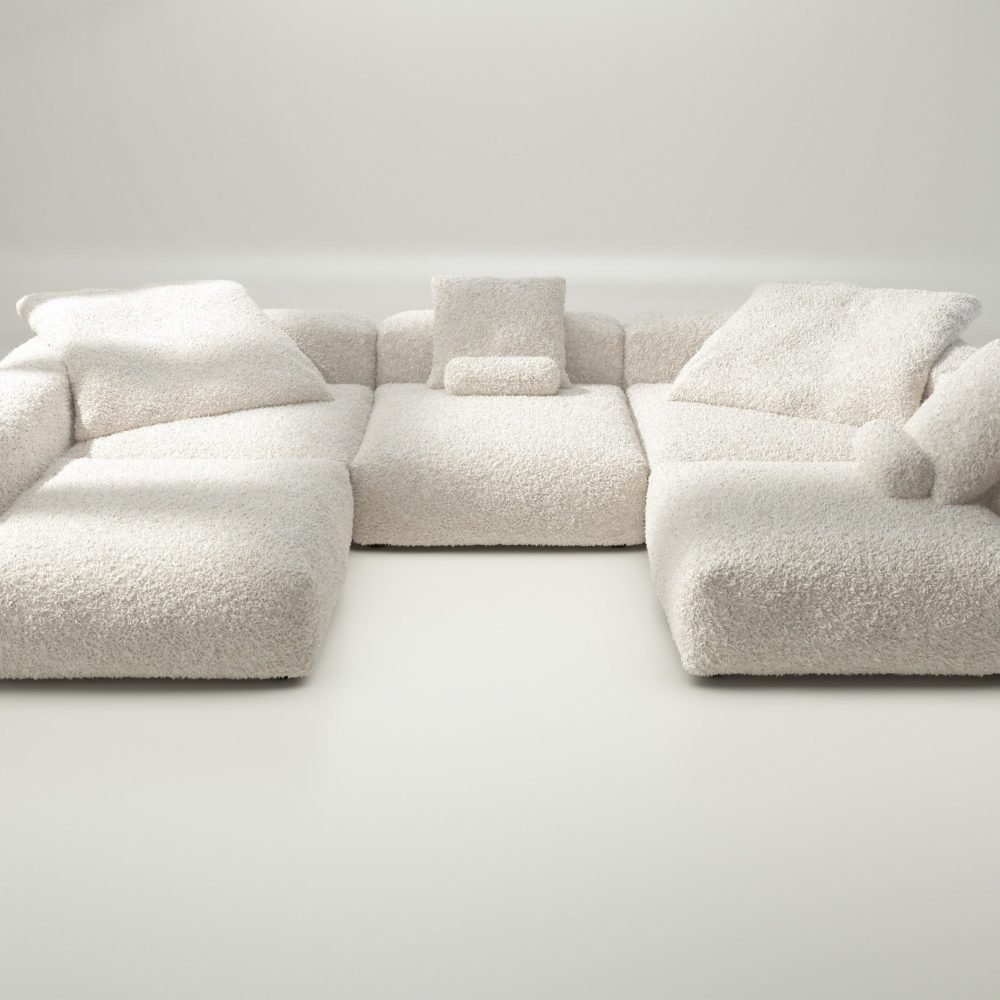 vetsak | Sofa Set 06 - doodle - creme | Modular Sofa | 6.5 Seater | Big Sofa | U-Shape | Corner Sofa