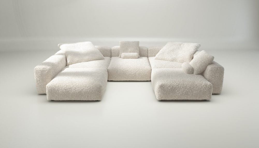 vetsak | Sofa Set 06 - doodle - creme | Modular Sofa | 6.5 Seater | Big Sofa | U-Shape | Corner Sofa