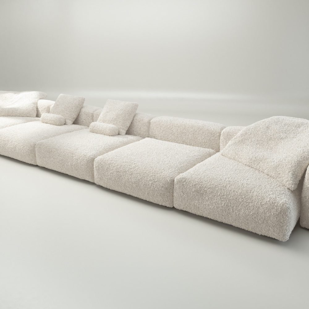 vetsak | Sofa Set 06 - doodle - creme | Modular Sofa | 6.5 Seater | Big Sofa | U-Shape | Corner Sofa