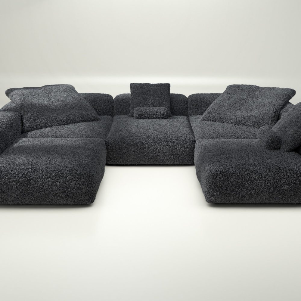 vetsak | Sofa Set 06 - doodle - dark grey | Modular Sofa | 6.5 Seater | Big Sofa | U-Shape | Corner Sofa