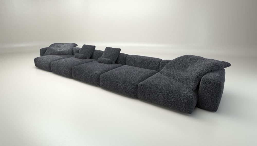 vetsak | Sofa Set 06 - doodle - dark grey | Modular Sofa | 6.5 Seater | Big Sofa | U-Shape | Corner Sofa