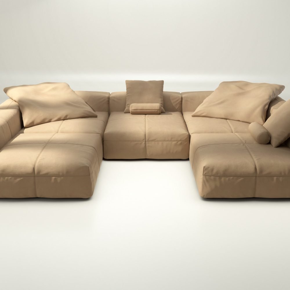 vetsak | Sofa Set 06 - leather - beige | Modular Sofa | 6.5 Seater | Big Sofa | U-Shape | Corner Sofa