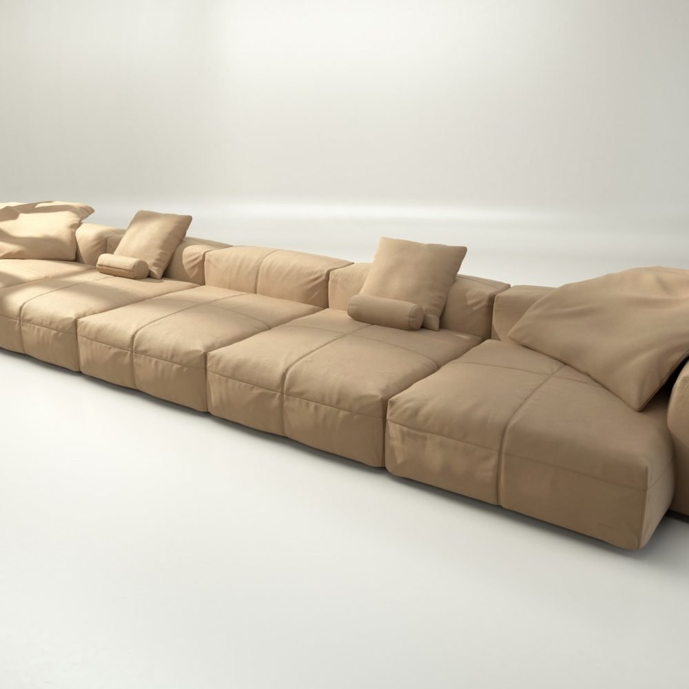 vetsak | Sofa Set 06 - leather - beige | Modular Sofa | 6.5 Seater | Big Sofa | U-Shape | Corner Sofa