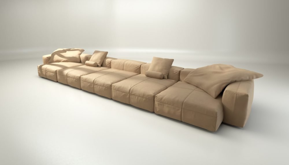 vetsak | Sofa Set 06 - leather - beige | Modular Sofa | 6.5 Seater | Big Sofa | U-Shape | Corner Sofa