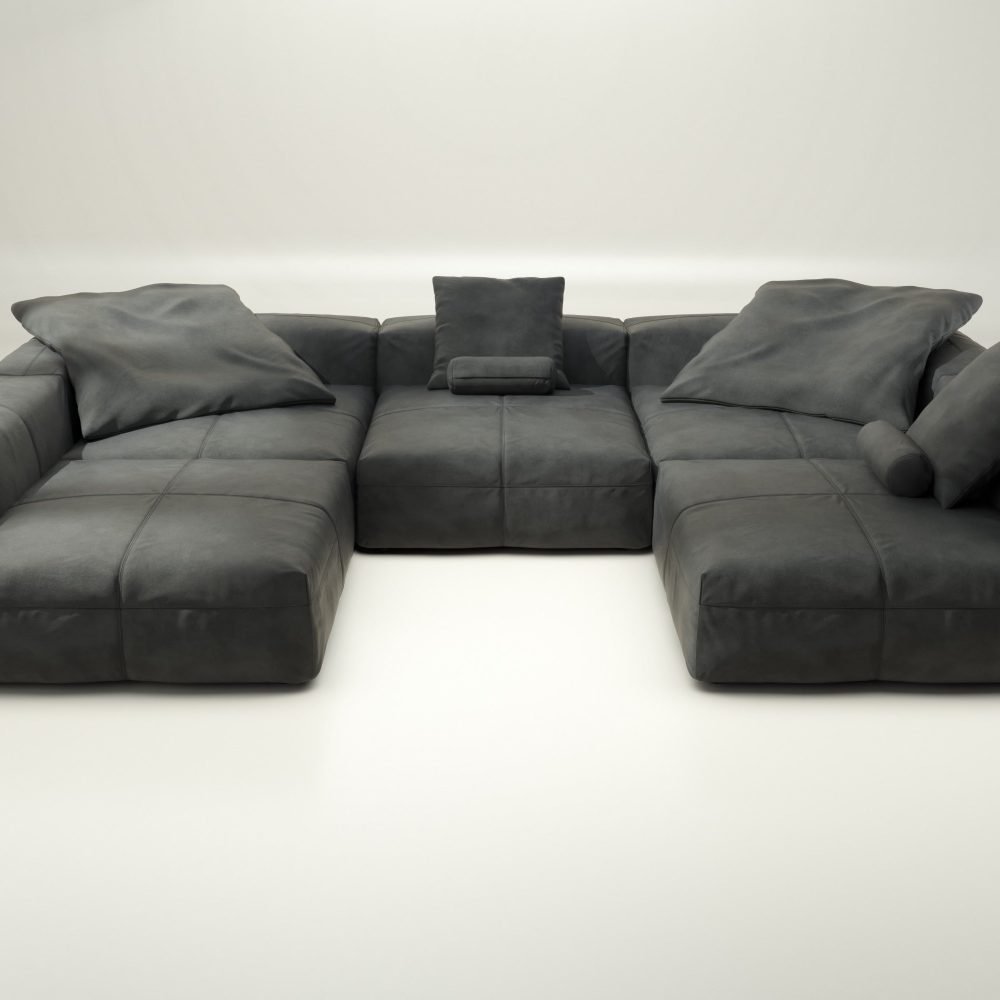 vetsak | Sofa Set 06 - leather - dark grey | Modular Sofa | 6.5 Seater | Big Sofa | U-Shape | Corner Sofa