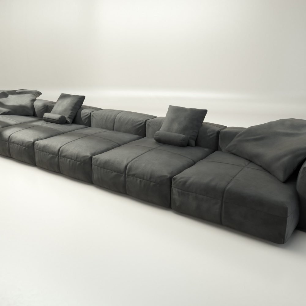 vetsak | Sofa Set 06 - leather - dark grey | Modular Sofa | 6.5 Seater | Big Sofa | U-Shape | Corner Sofa