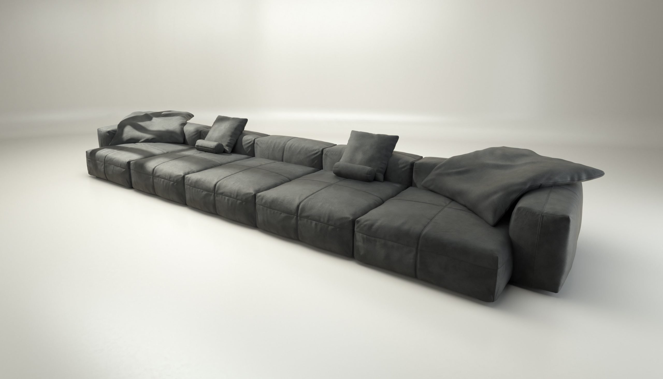 vetsak | Sofa Set 06 - leather - dark grey | Modular Sofa | 6.5 Seater | Big Sofa | U-Shape | Corner Sofa