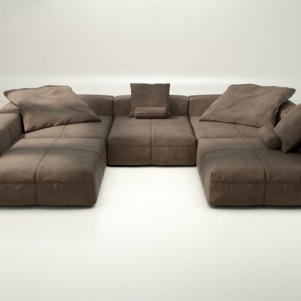 vetsak | Sofa Set 06 - leather - cacao | Modular Sofa | 6.5 Seater | Big Sofa | U-Shape | Corner Sofa