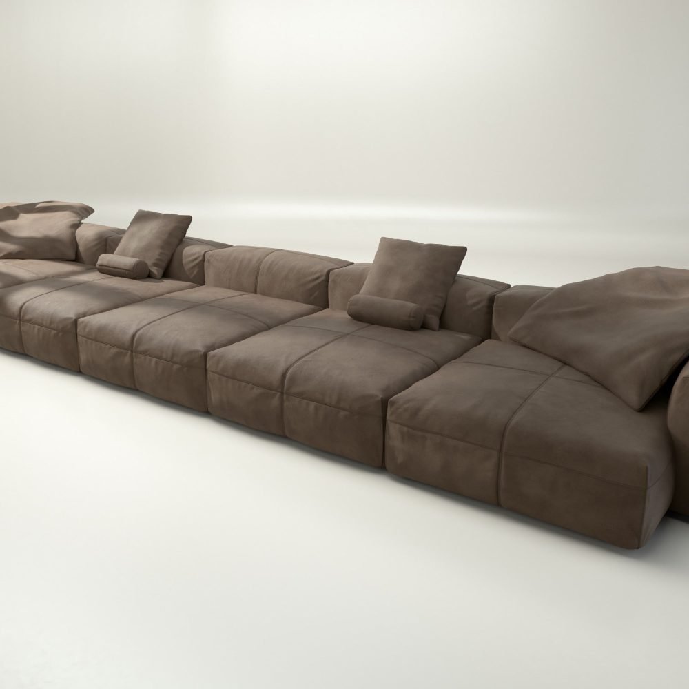 vetsak | Sofa Set 06 - leather - cacao | Modular Sofa | 6.5 Seater | Big Sofa | U-Shape | Corner Sofa