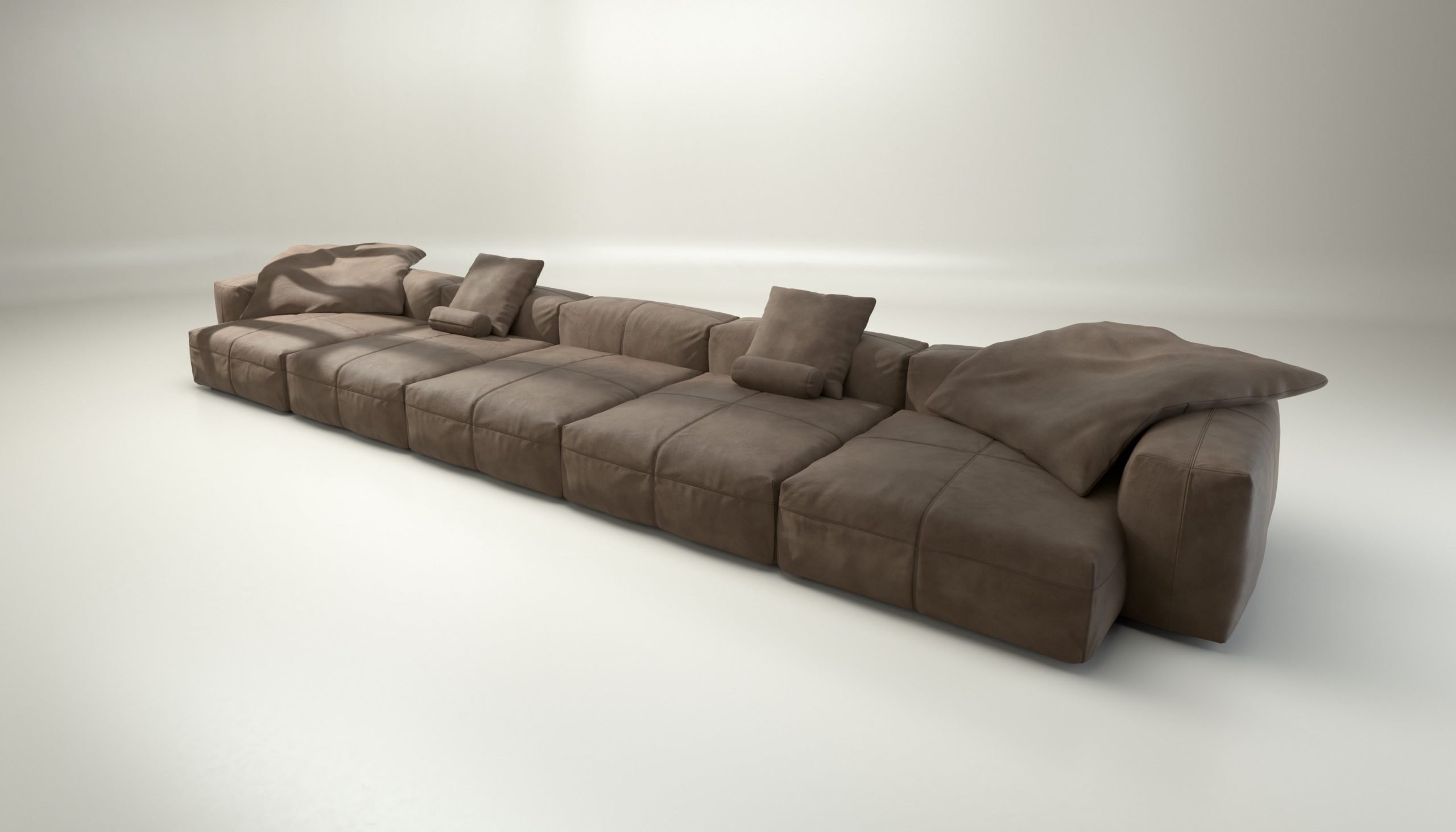 vetsak | Sofa Set 06 - leather - cacao | Modular Sofa | 6.5 Seater | Big Sofa | U-Shape | Corner Sofa