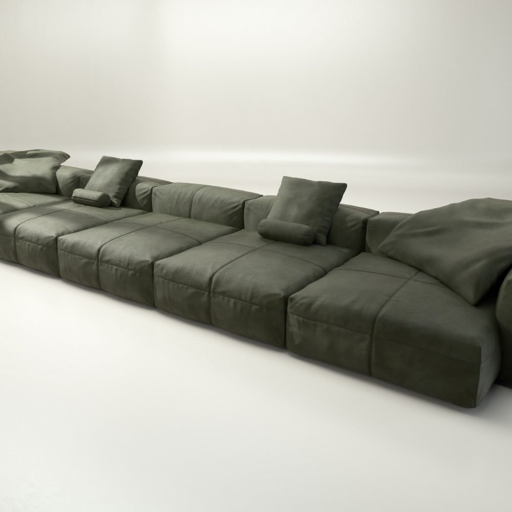 vetsak | Sofa Set 06 - leather - olive | Modular Sofa | 6.5 Seater | Big Sofa | U-Shape | Corner Sofa