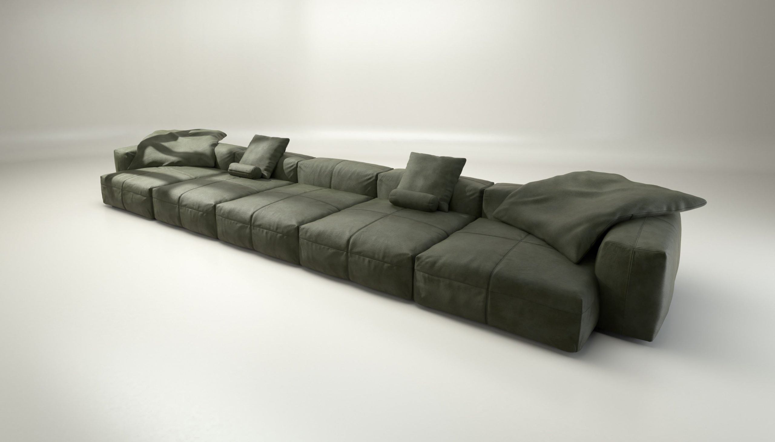 vetsak | Sofa Set 06 - leather - olive | Modular Sofa | 6.5 Seater | Big Sofa | U-Shape | Corner Sofa