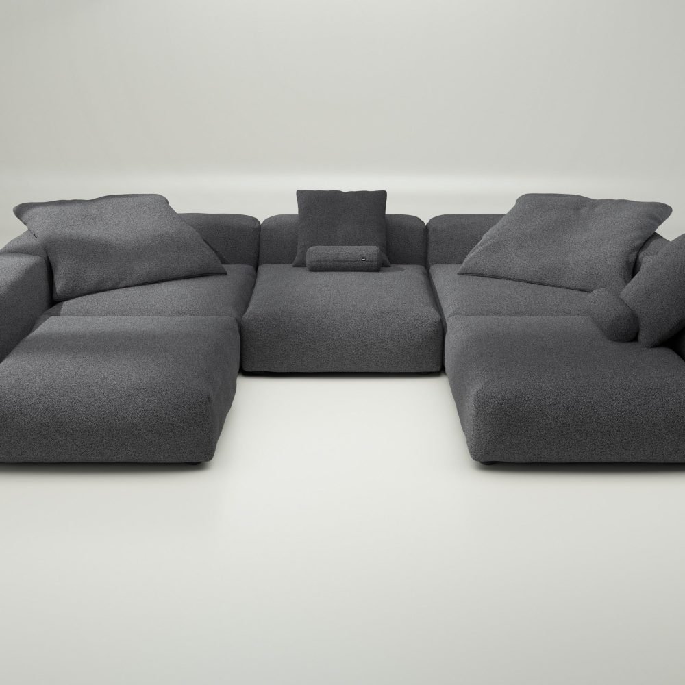 vetsak | Sofa Set 06 - loop loop - anthracite | Modular Sofa | 6.5 Seater | Big Sofa | U-Shape | Corner Sofa
