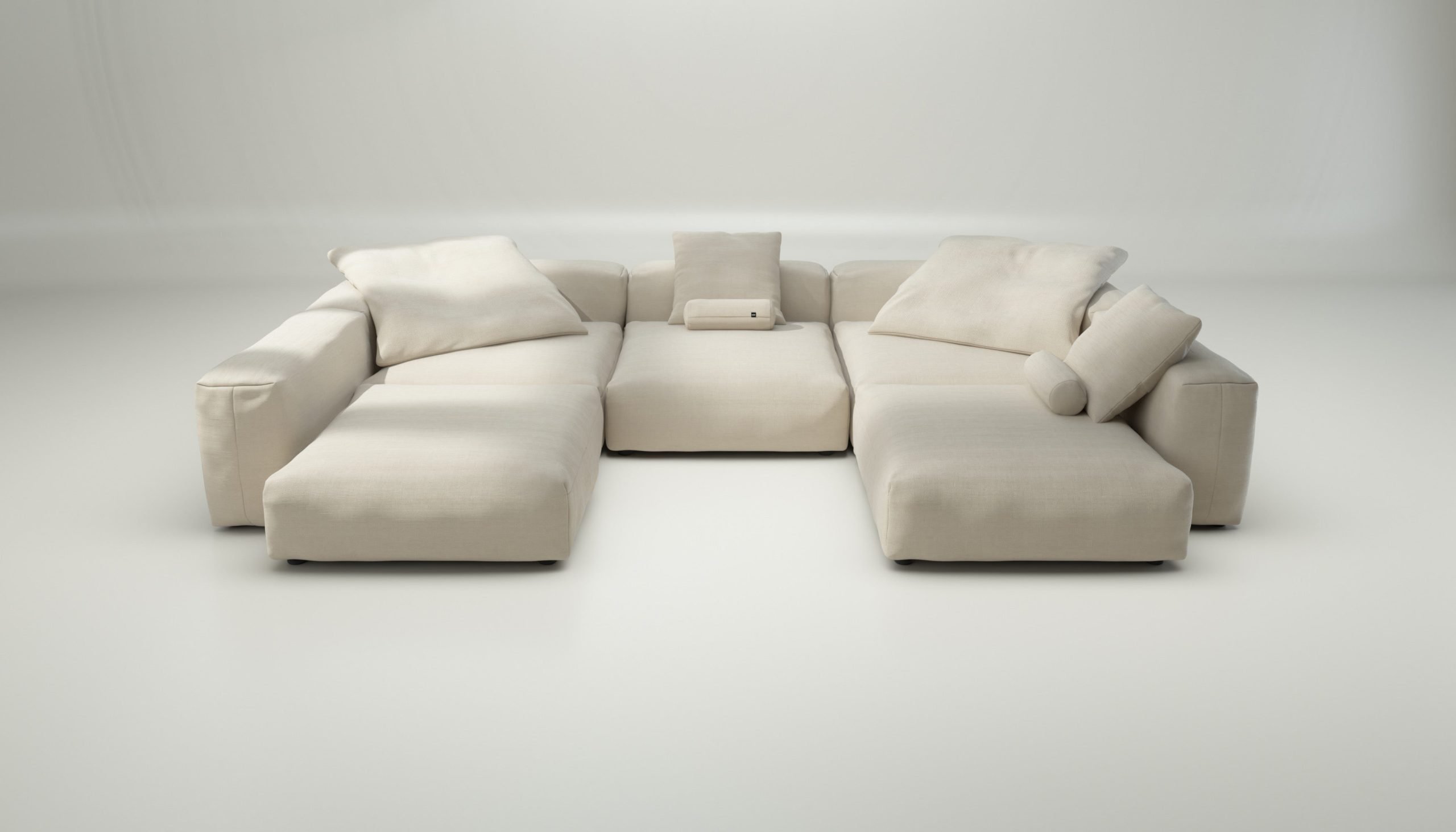 vetsak | Sofa Set 06 - pique - beige | Modular Sofa | 6.5 Seater | Big Sofa | U-Shape | Corner Sofa