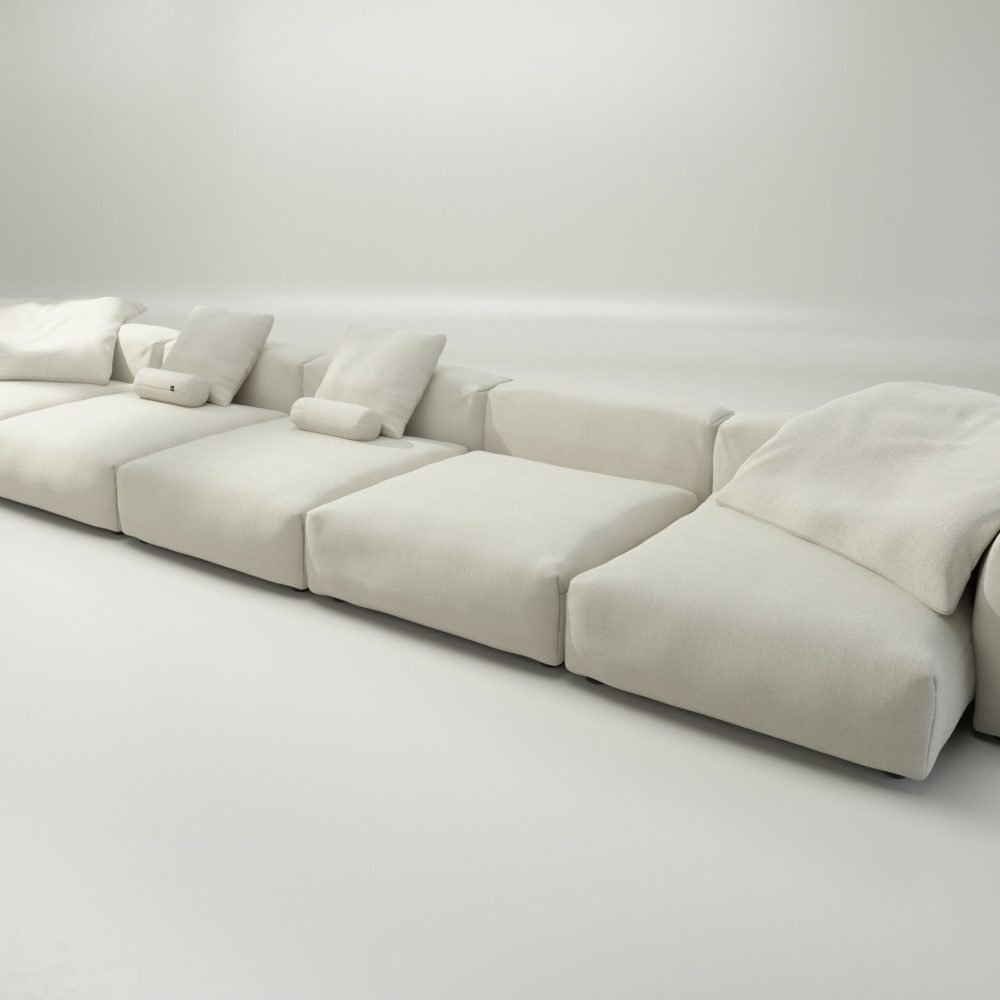 vetsak | Sofa Set 06 - pique - creme | Modular Sofa | 6.5 Seater | Big Sofa | U-Shape | Corner Sofa