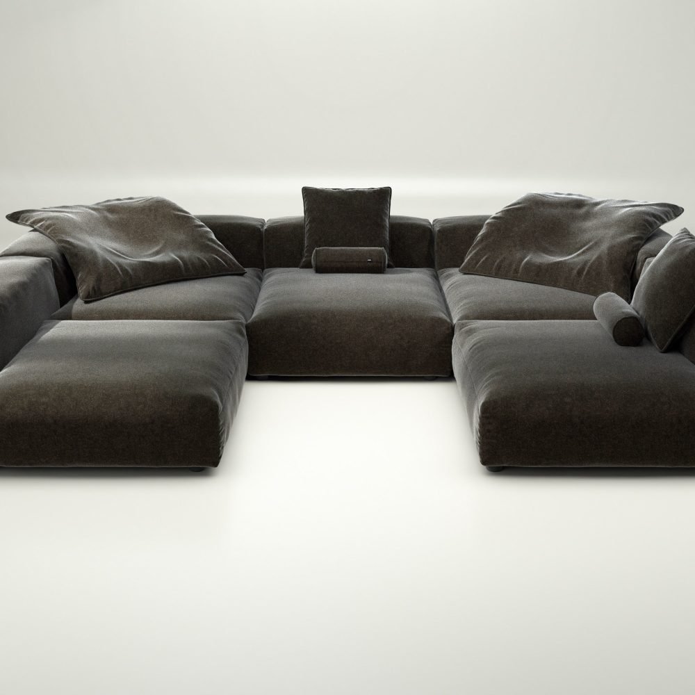vetsak | Sofa Set 06 - suave - anthracite | Modular Sofa | 6.5 Seater | Big Sofa | U-Shape | Corner Sofa