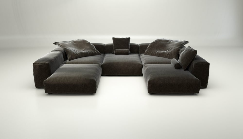 vetsak | Sofa Set 06 - suave - anthracite | Modular Sofa | 6.5 Seater | Big Sofa | U-Shape | Corner Sofa