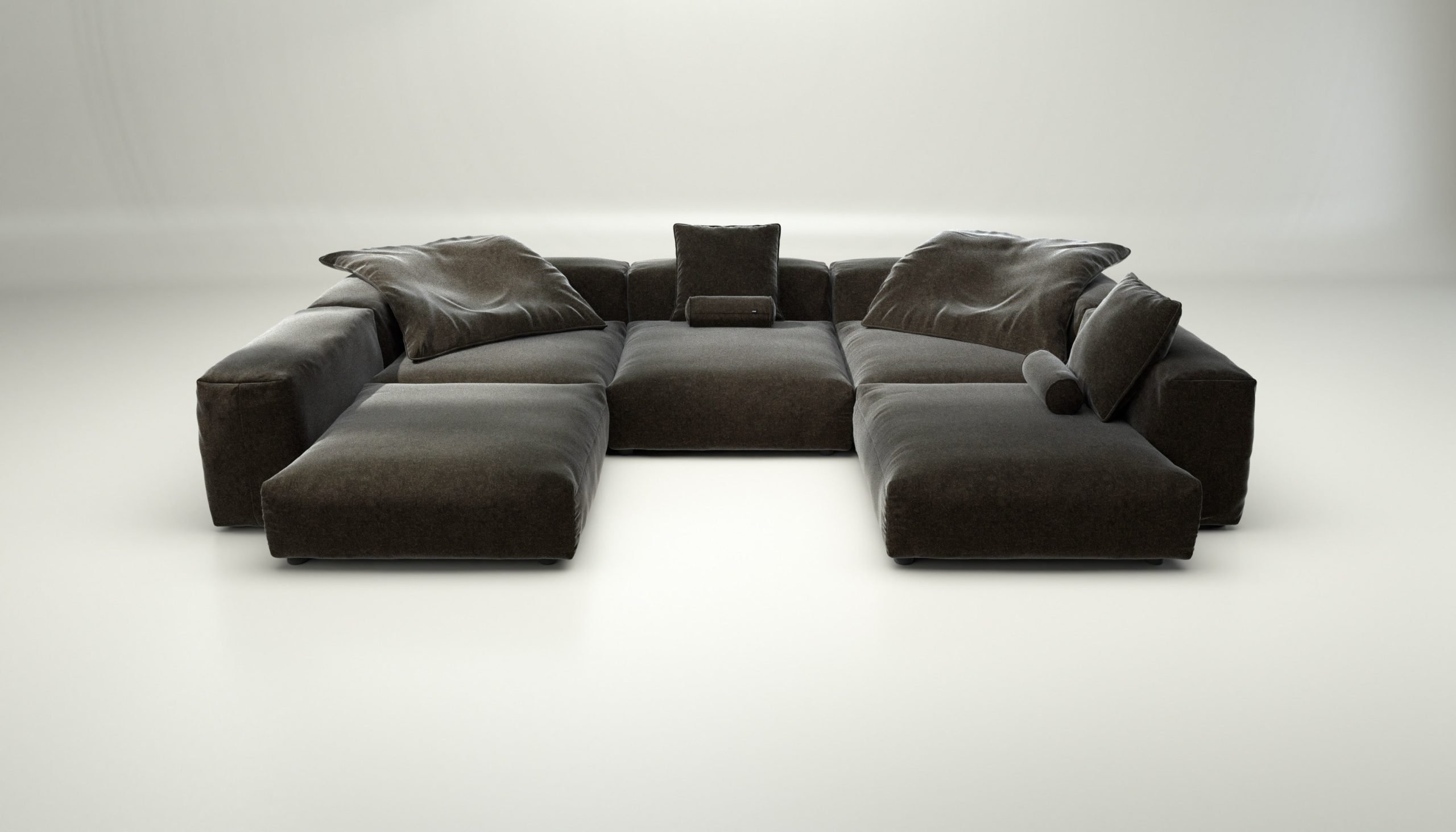 vetsak | Sofa Set 06 - suave - anthracite | Modular Sofa | 6.5 Seater | Big Sofa | U-Shape | Corner Sofa