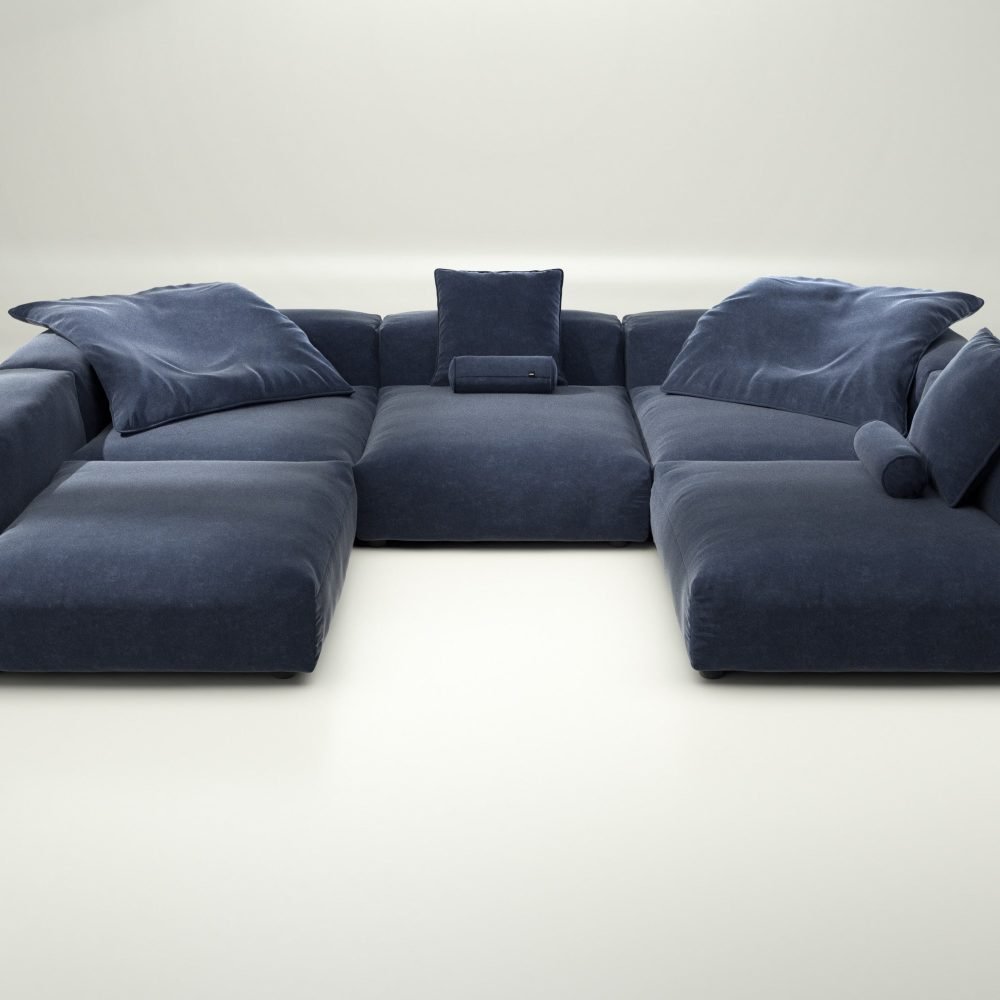 vetsak | Sofa Set 06 - suave - navy | Modular Sofa | 6.5 Seater | Big Sofa | U-Shape | Corner Sofa