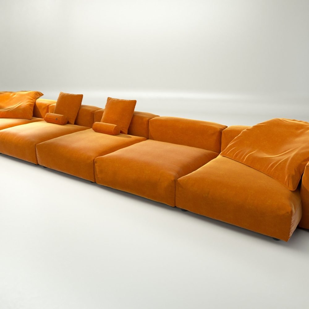 vetsak | Sofa Set 06 - suave - orange blaze | Modular Sofa | 6.5 Seater | Big Sofa | U-Shape | Corner Sofa
