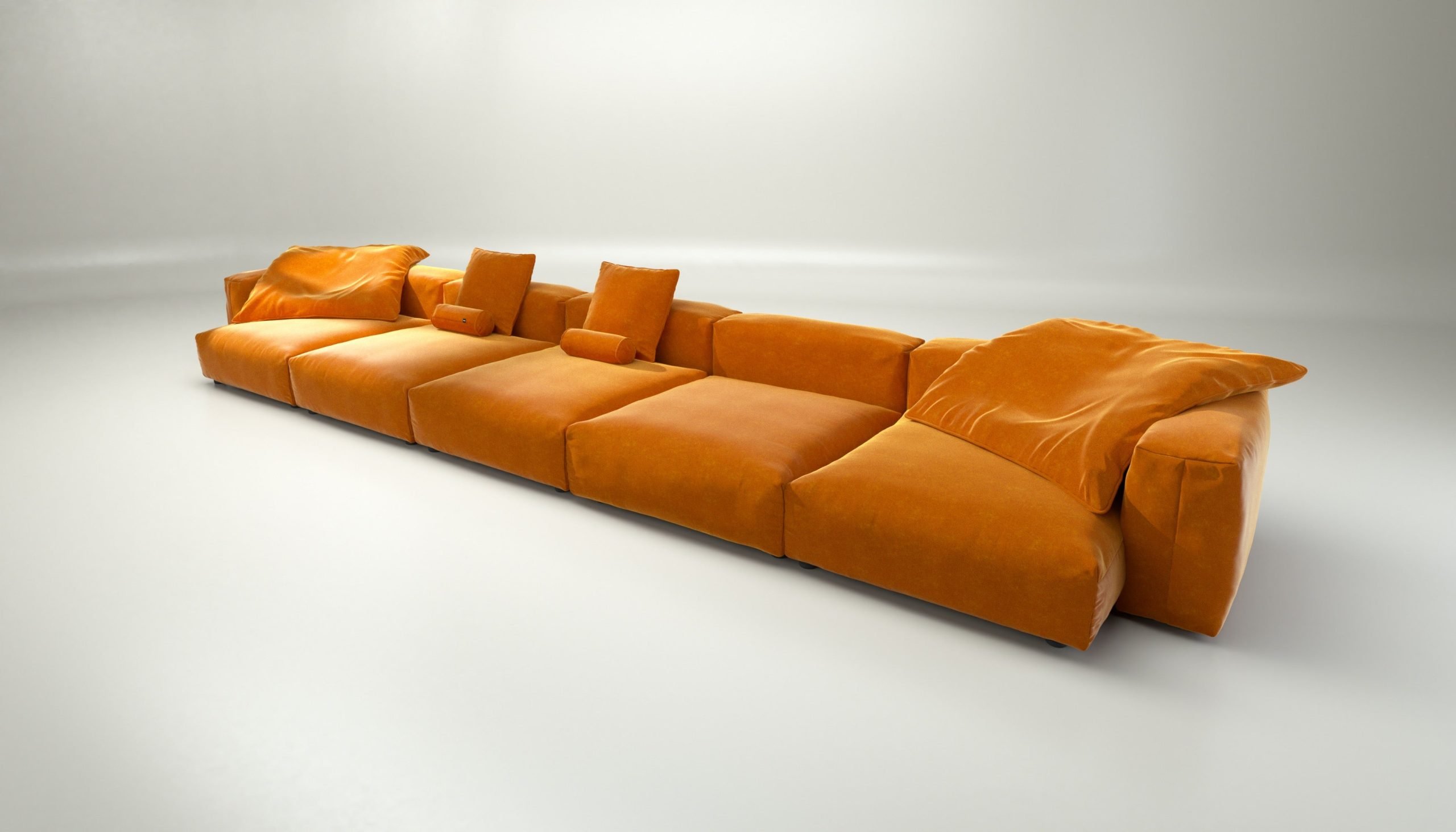 vetsak | Sofa Set 06 - suave - orange blaze | Modular Sofa | 6.5 Seater | Big Sofa | U-Shape | Corner Sofa