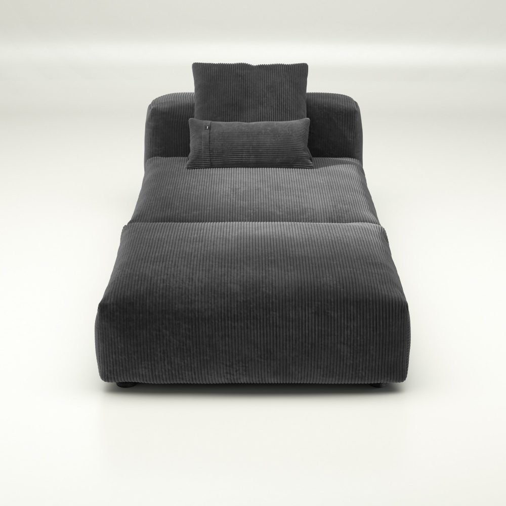 vetsak | Sofa Set 07 - Sun Lounger - cord velour - dark grey | Modular Sofa | 2 Seater | Daybed | Chaiselounge