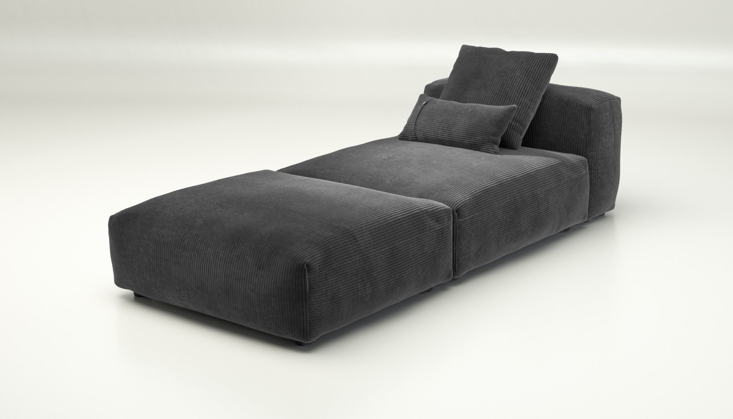 vetsak | Sofa Set 07 - Sun Lounger - cord velour - dark grey | Modular Sofa | 2 Seater | Daybed | Chaiselounge