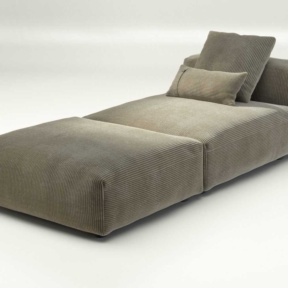 vetsak | Sofa Set 07 - Sun Lounger - cord velour - khaki | Modular Sofa | 2 Seater | Daybed | Chaiselounge