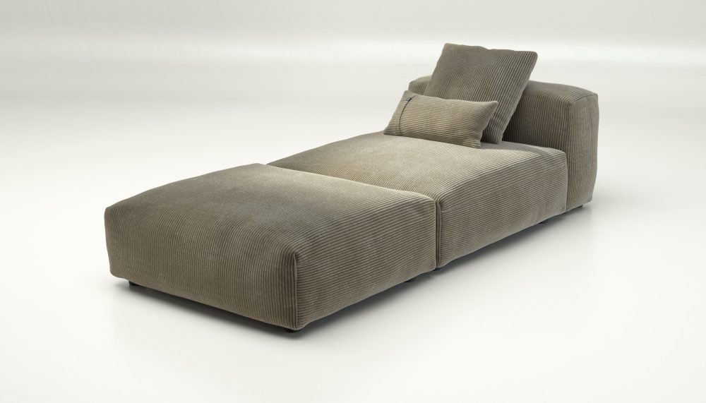 vetsak | Sofa Set 07 - Sun Lounger - cord velour - khaki | Modular Sofa | 2 Seater | Daybed | Chaiselounge