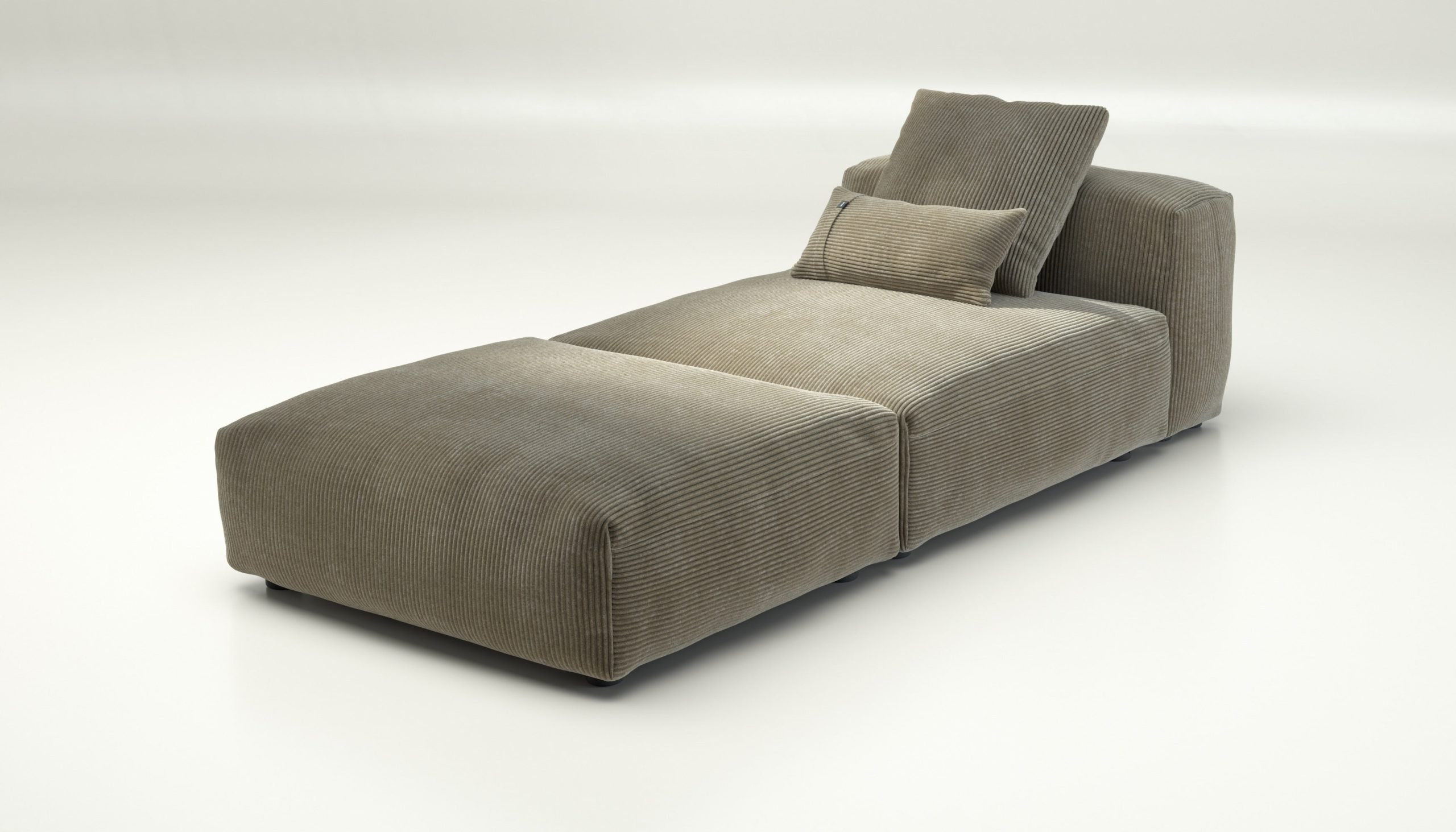 vetsak | Sofa Set 07 - Sun Lounger - cord velour - khaki | Modular Sofa | 2 Seater | Daybed | Chaiselounge