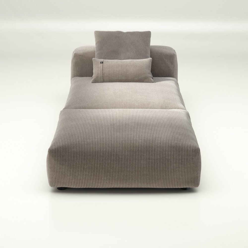 vetsak | Sofa Set 07 - Sun Lounger - cord velour - platinum | Modular Sofa | 2 Seater | Daybed | Chaiselounge