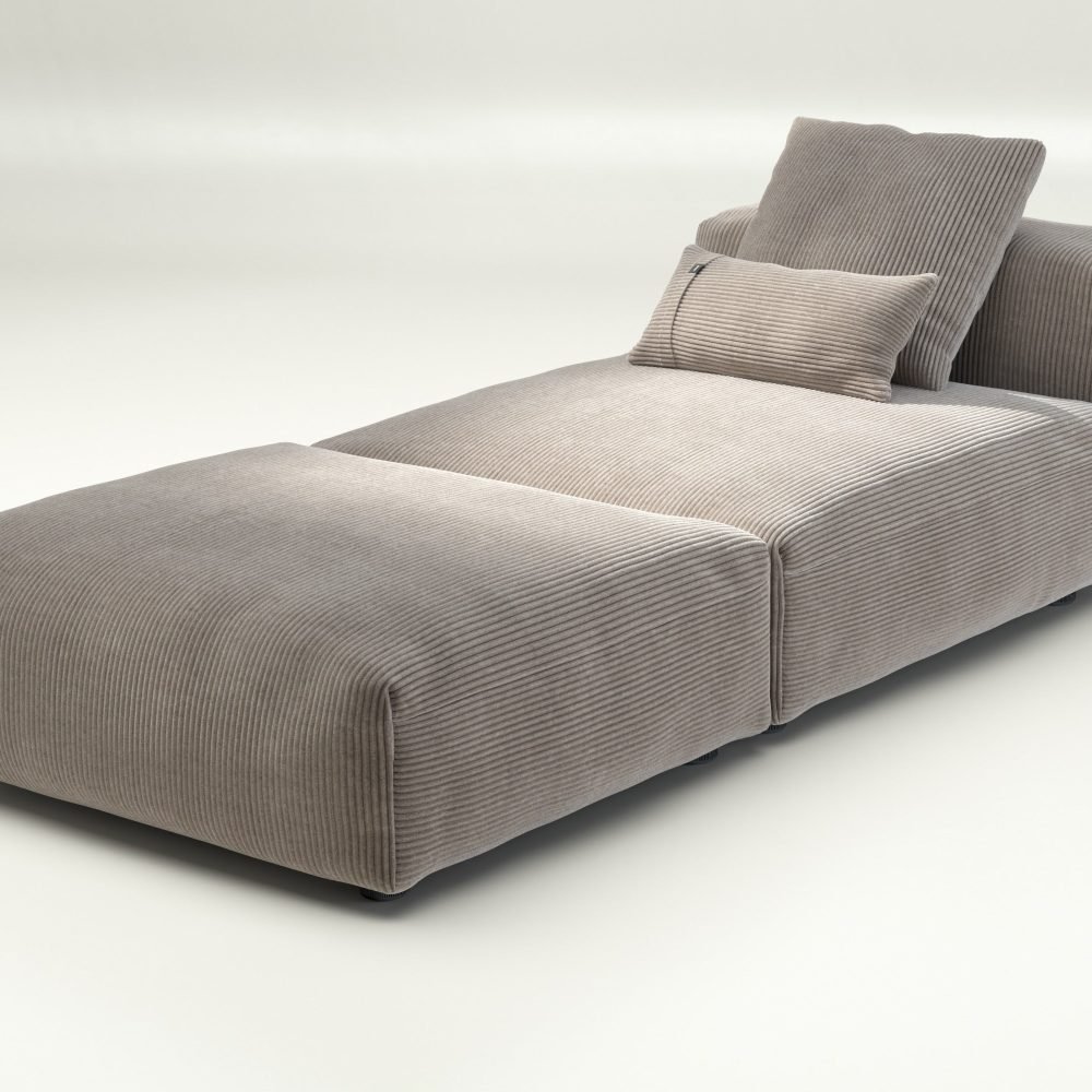 vetsak | Sofa Set 07 - Sun Lounger - cord velour - platinum | Modular Sofa | 2 Seater | Daybed | Chaiselounge