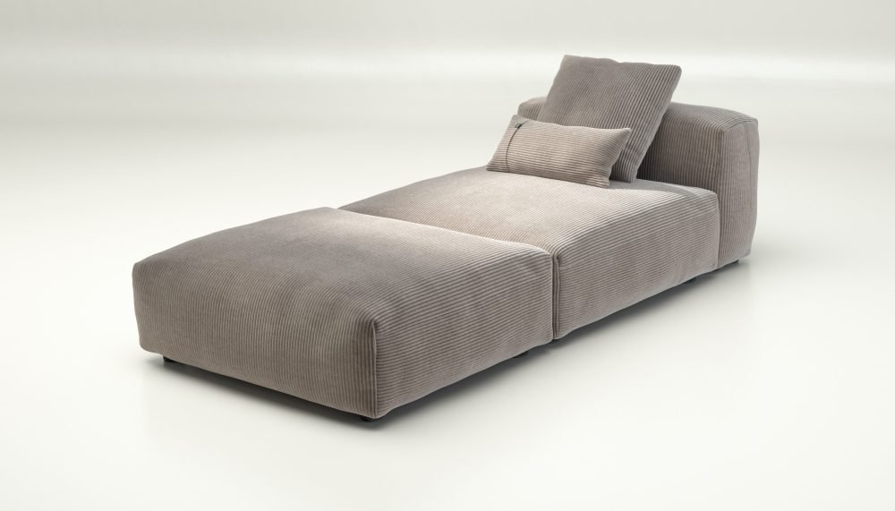 vetsak | Sofa Set 07 - Sun Lounger - cord velour - platinum | Modular Sofa | 2 Seater | Daybed | Chaiselounge