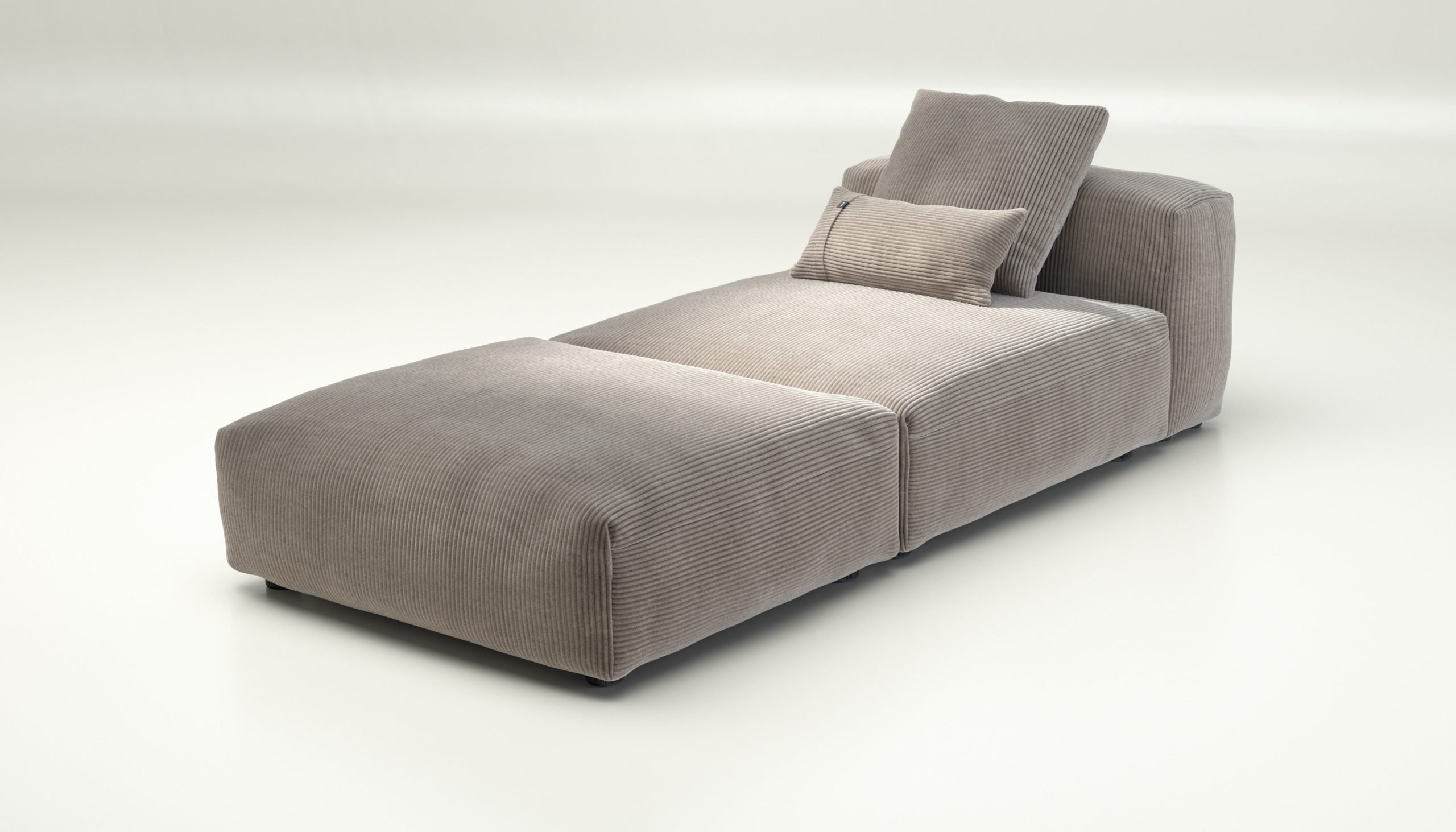 vetsak | Sofa Set 07 - Sun Lounger - cord velour - platinum | Modular Sofa | 2 Seater | Daybed | Chaiselounge