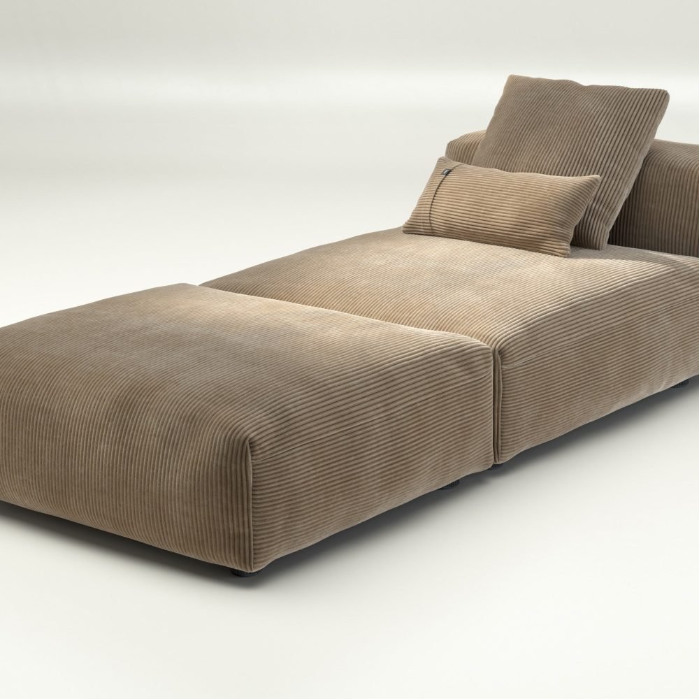 vetsak | Sofa Set 07 - Sun Lounger - cord velour - sand | Modular Sofa | 2 Seater | Daybed | Chaiselounge