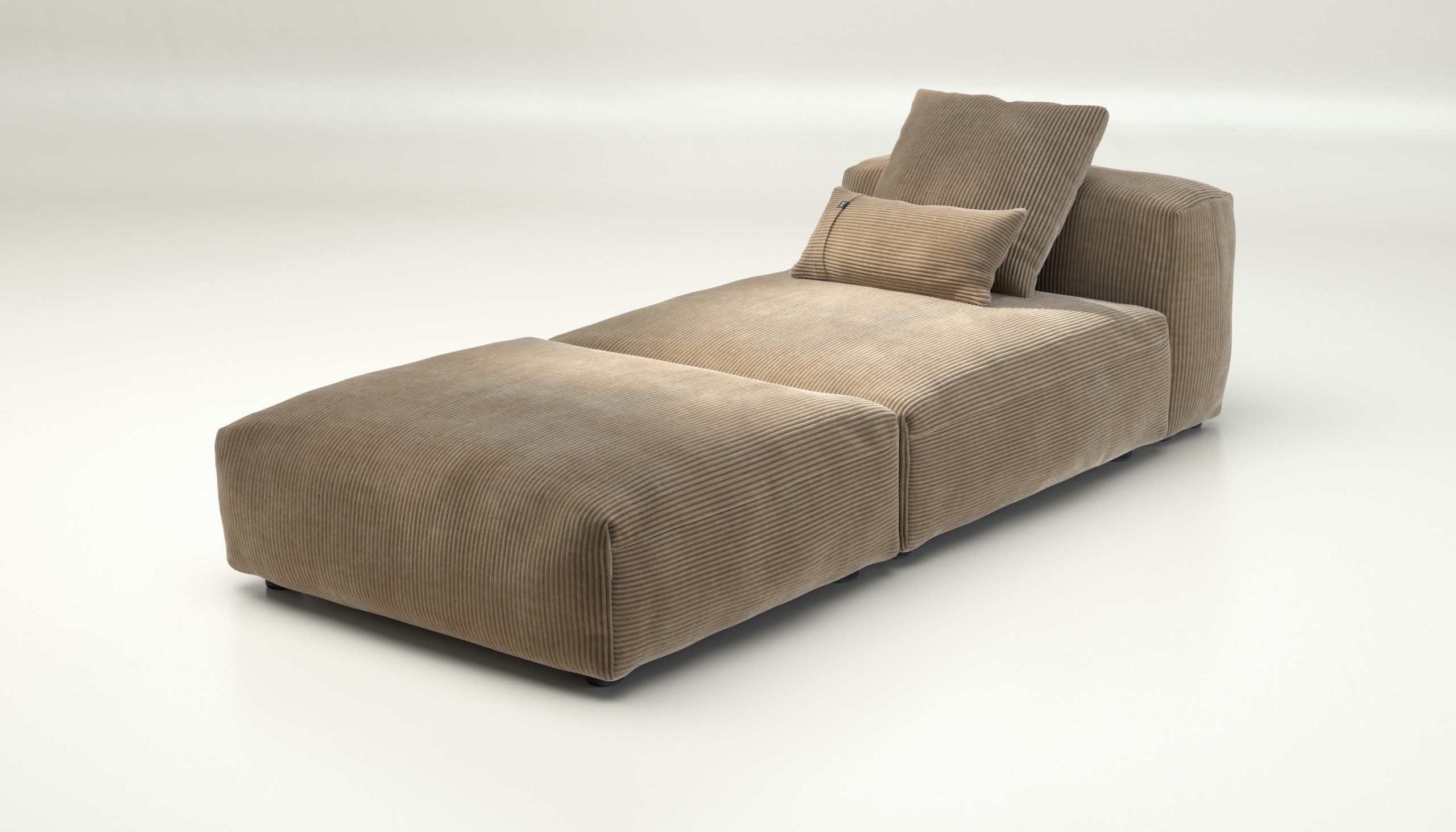 vetsak | Sofa Set 07 - Sun Lounger - cord velour - sand | Modular Sofa | 2 Seater | Daybed | Chaiselounge