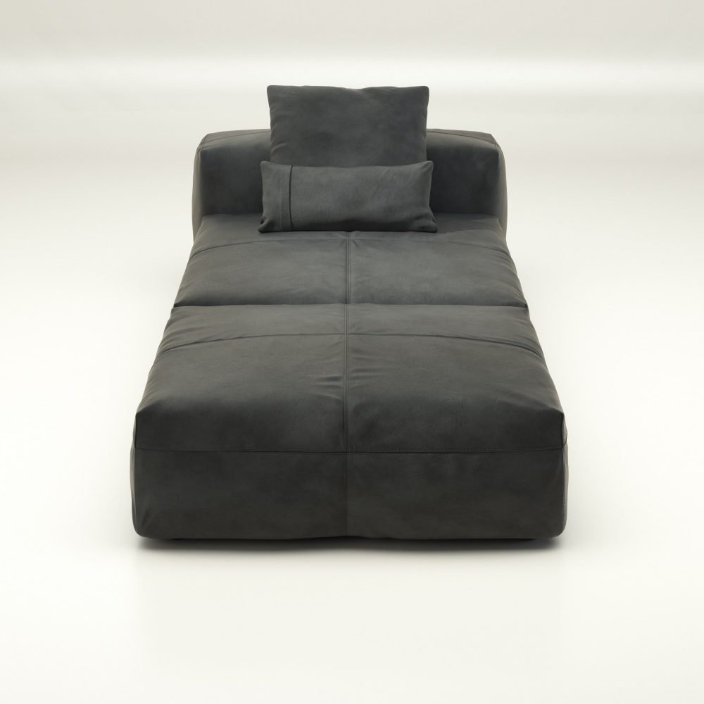 vetsak | Sofa Set 07 - Sun Lounger - leather - dark grey | Modular Sofa | 2 Seater | Daybed | Chaiselounge