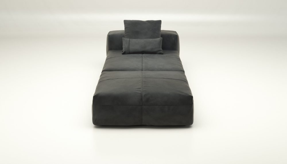 vetsak | Sofa Set 07 - Sun Lounger - leather - dark grey | Modular Sofa | 2 Seater | Daybed | Chaiselounge