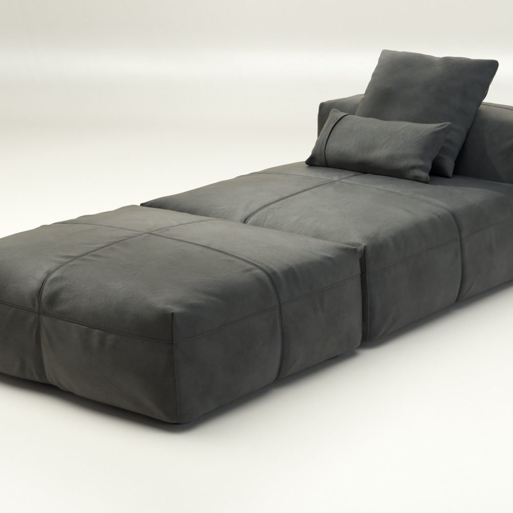 vetsak | Sofa Set 07 - Sun Lounger - leather - dark grey | Modular Sofa | 2 Seater | Daybed | Chaiselounge
