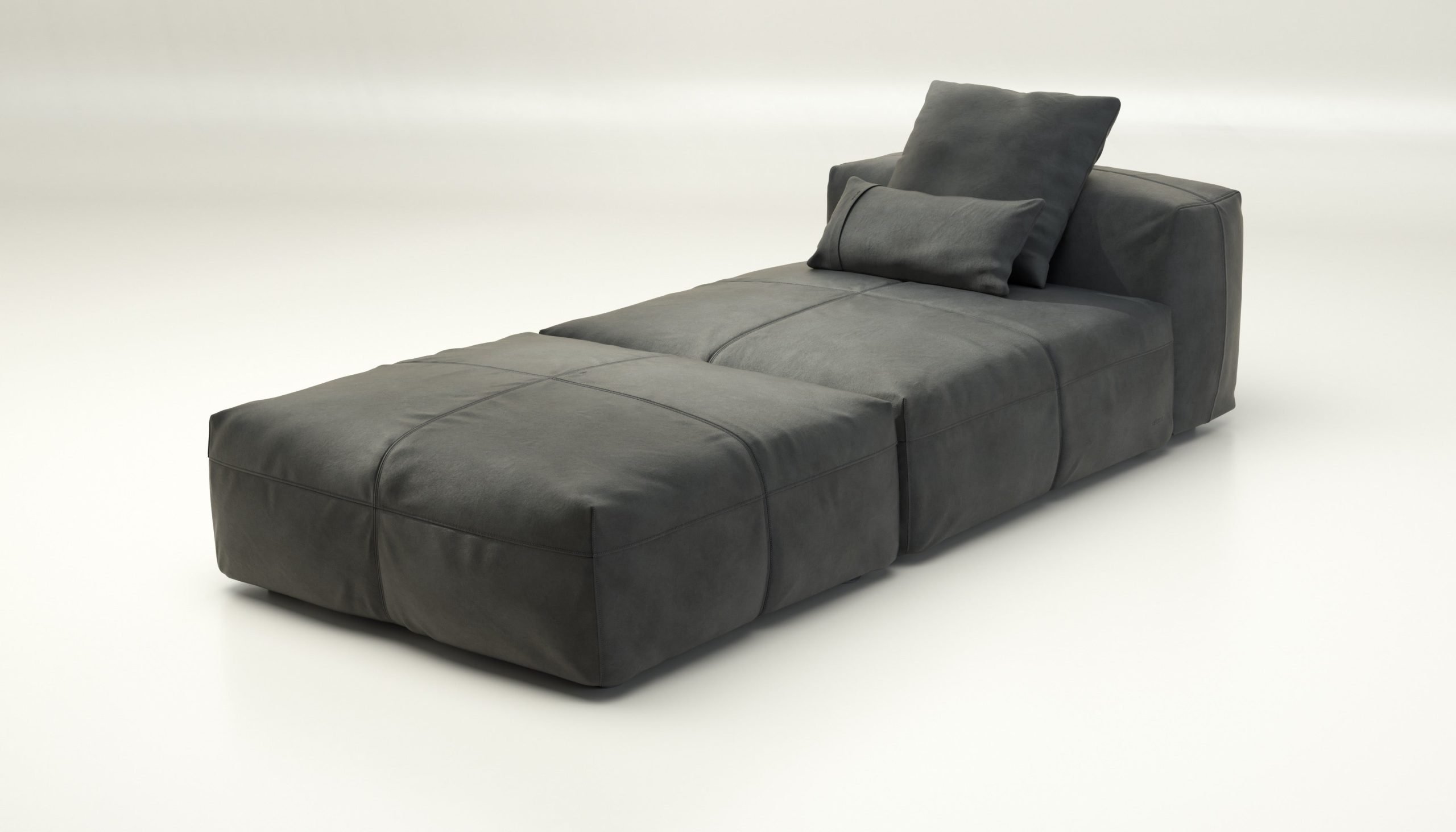 vetsak | Sofa Set 07 - Sun Lounger - leather - dark grey | Modular Sofa | 2 Seater | Daybed | Chaiselounge