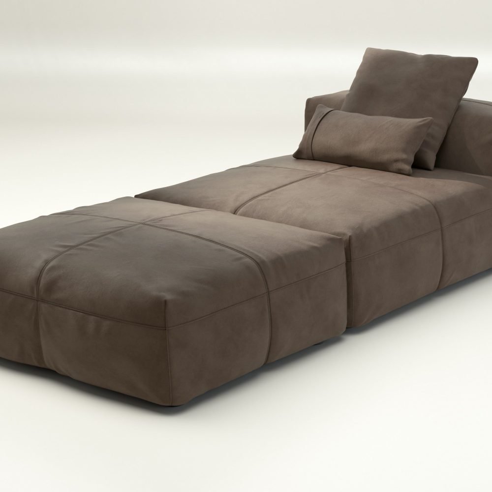 vetsak | Sofa Set 07 - Sun Lounger - leather - cacao | Modular Sofa | 2 Seater | Daybed | Chaiselounge