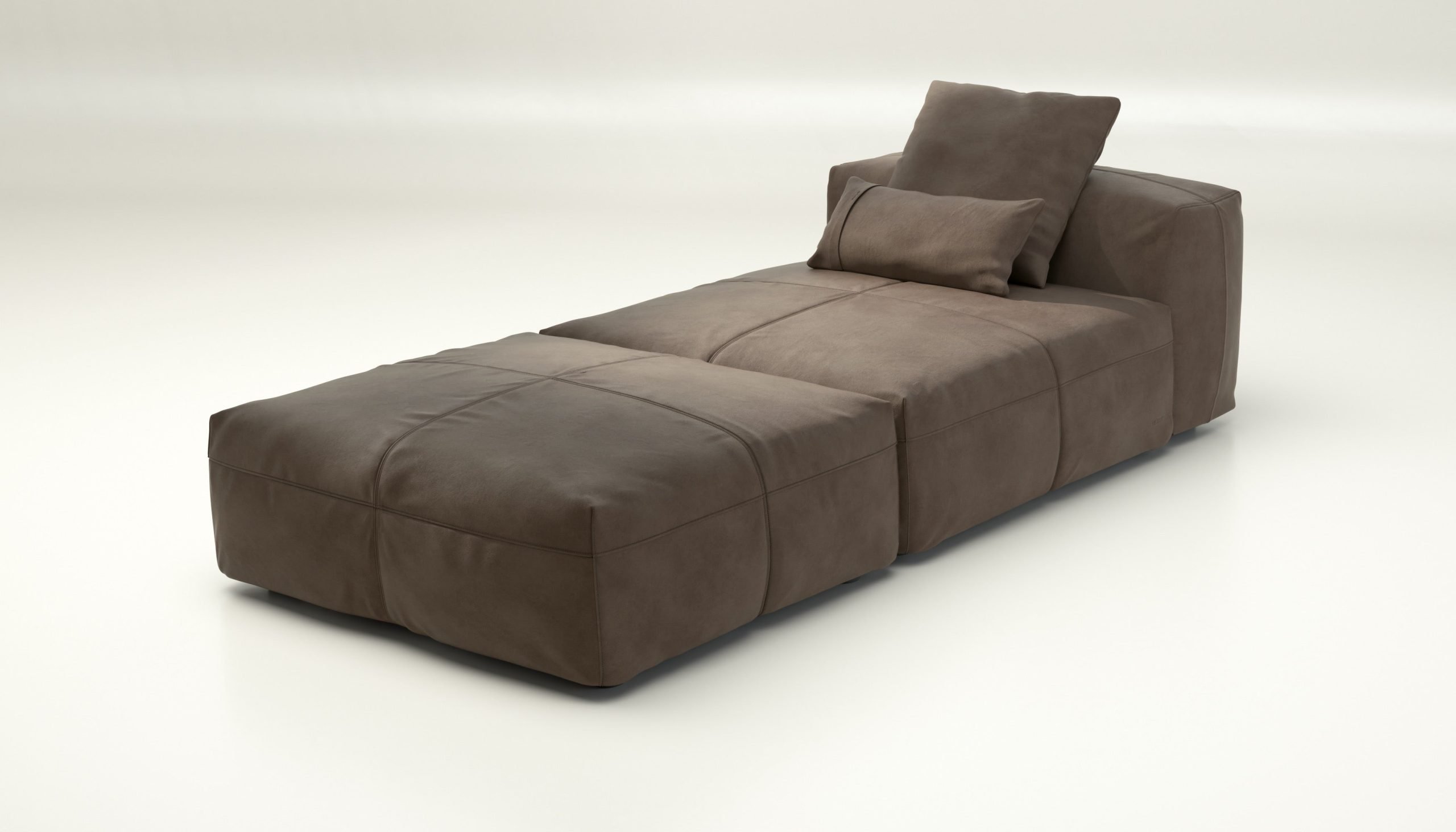 vetsak | Sofa Set 07 - Sun Lounger - leather - cacao | Modular Sofa | 2 Seater | Daybed | Chaiselounge